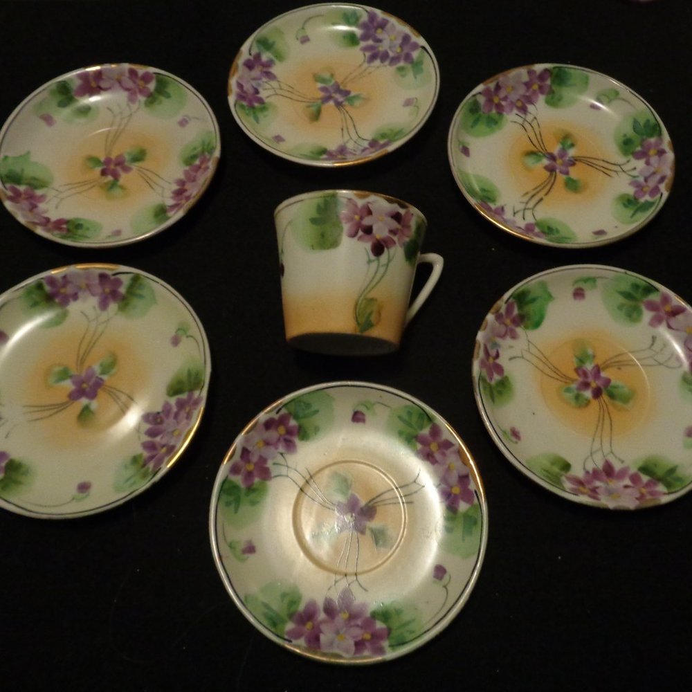 LADYLIKE VINTAGE EDWARDIAN STYLE NIPPON HAND PAINTED PLATES + CUP